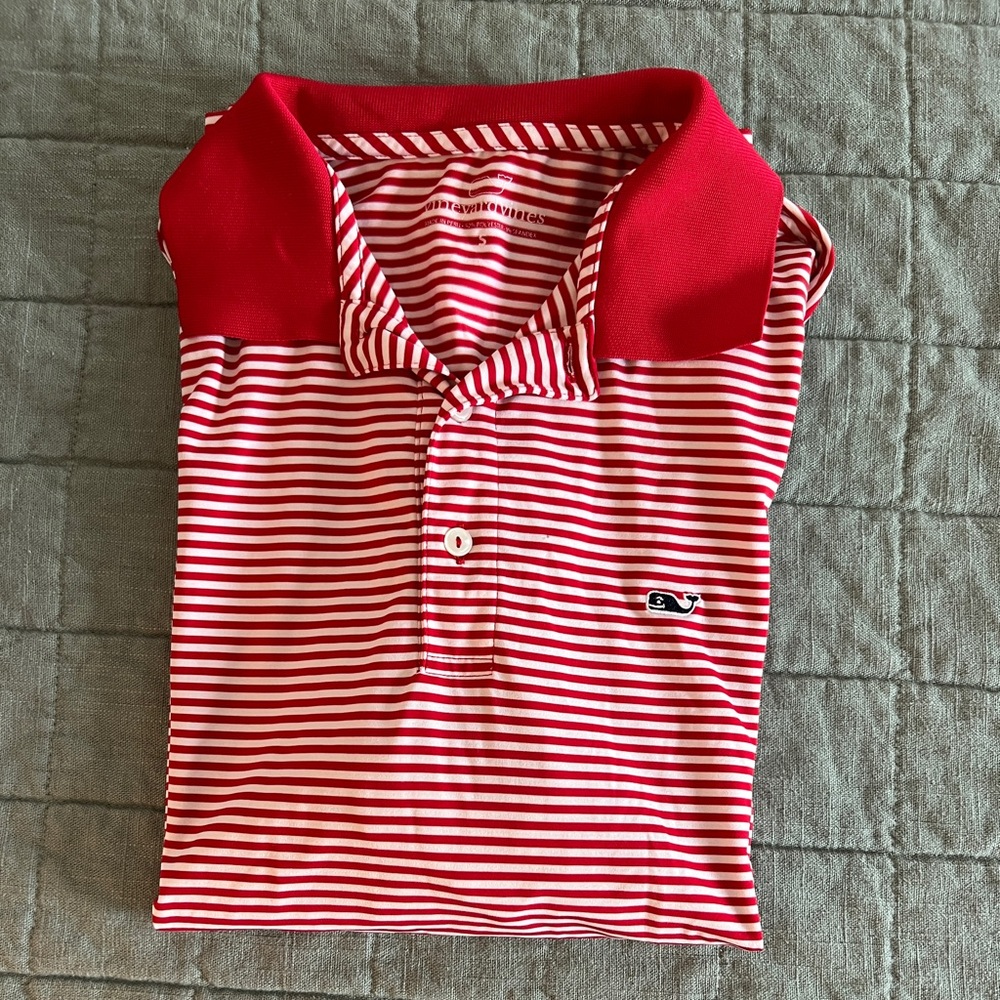 Vineyard Vines Red and White Striped Polo Shirt